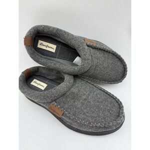 Dearfoams Dark Heather‎ Gray Wool Blend Memory Foam No Sweat Slippers US 9/10